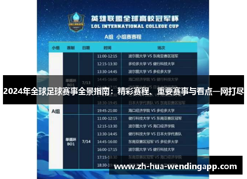 2024年全球足球赛事全景指南：精彩赛程、重要赛事与看点一网打尽